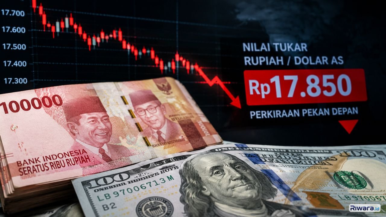 Ilustrasi nilai tukar rupiah terhadap dolar Amerika Serikat yang diproyeksikan masih berada dalam tekanan akibat penguatan indeks dolar AS tingginya suku bunga The Fed serta meningkatnya tensi geopolitik global